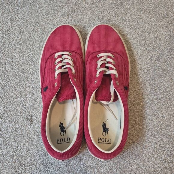Ralph Lauren Polo Keaton Pony Red Corduroy Sneakers Size 11 - Picture 5 of 7